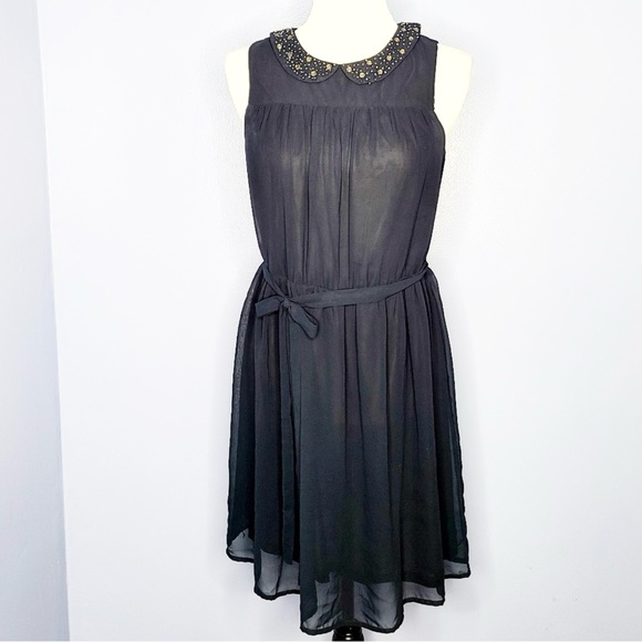 LOFT Dresses & Skirts - LOFT Navy Blue Dress w/Crystal Embellished Collar